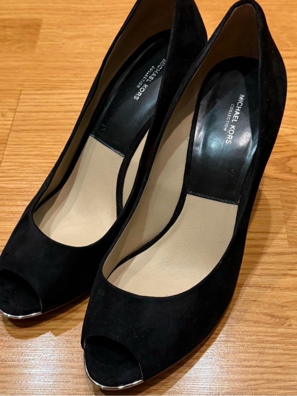 Michael Kors Black Suede Peep-Toe Heels